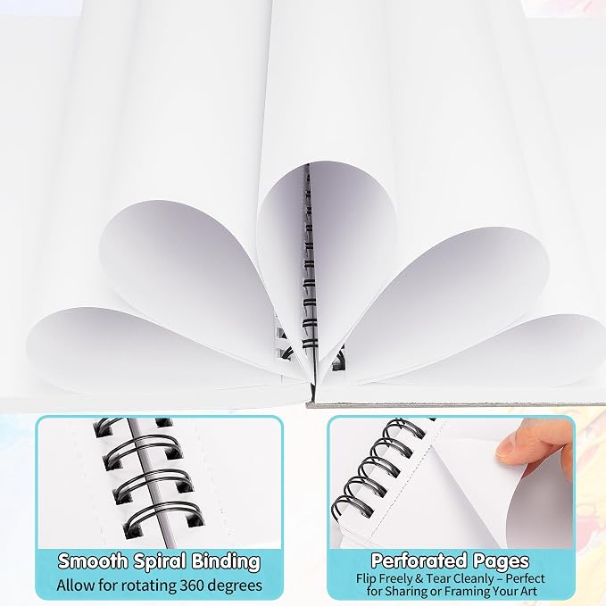 FIXSMITH 9"X12" Blue Sketch Book, 400 Sheets Spiral Sketchbook, Acid Free - Image 4