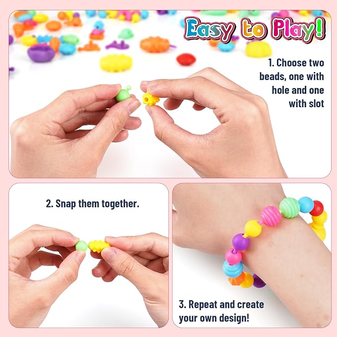 FUNZBO 1600 Pcs Pop Beads with Bracelet Making Kit, Jewelry Making Kit - Image 4