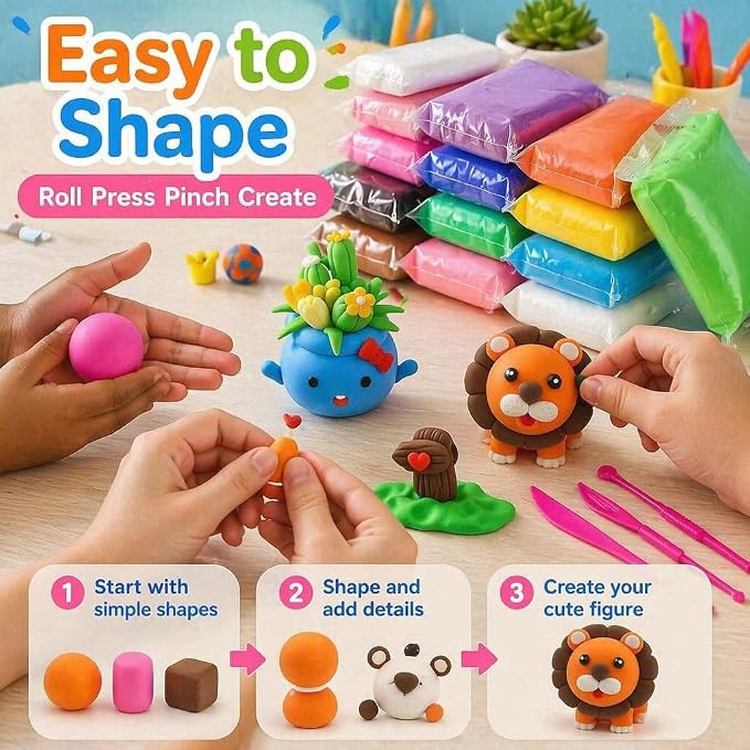 Air Dry Clay Kit for Kids – 36 Colors Non-Toxic Soft Modeling Clay Set | - Image 4