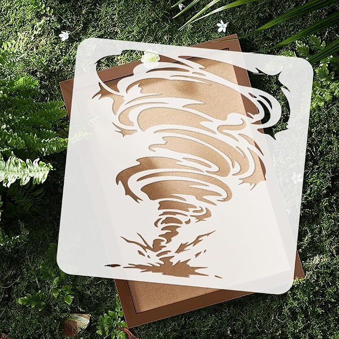 11.8"x11.8" Tornado Wall Stencil Templates Reusable Plastic Stencils - Image 4