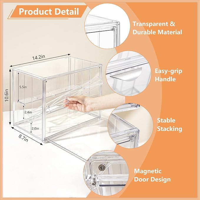 Attelite Clear Acrylic Display Case, 3 Tier Display Shelf - Image 2
