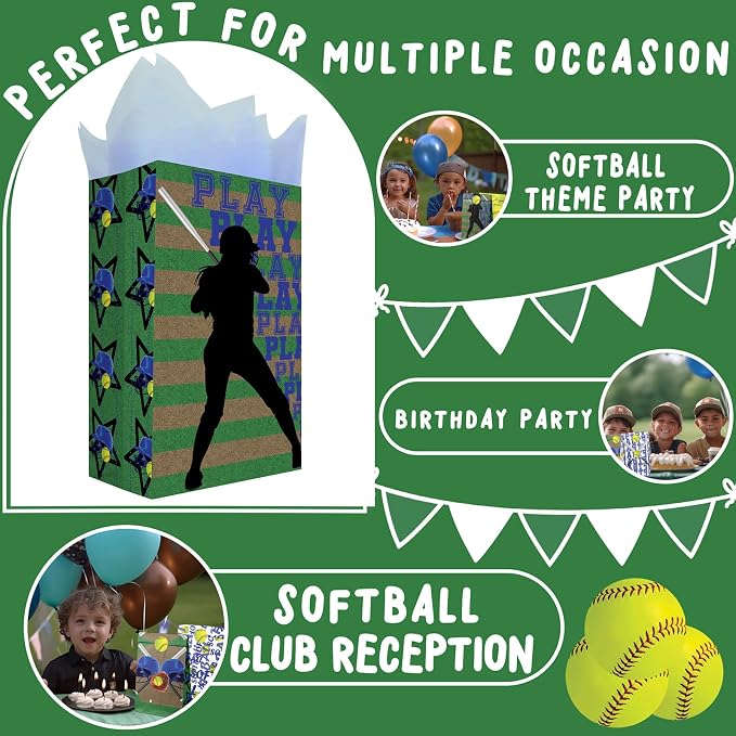 24 Softball Party Favor Bags - Image 5