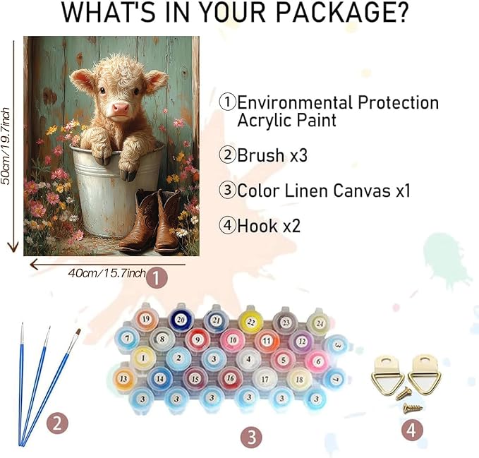 MBNTJHT DIY Cute Cow Paint by Numbers Kit - Image 2
