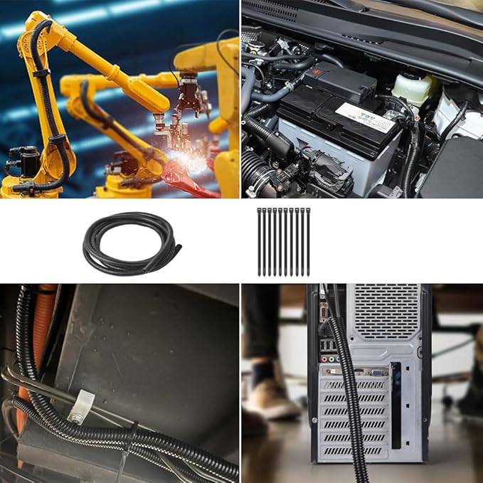 1/4"-32.8ft Split Wire Loom Tubing Cable Management Conduit Flexible Covers Cord Protectors