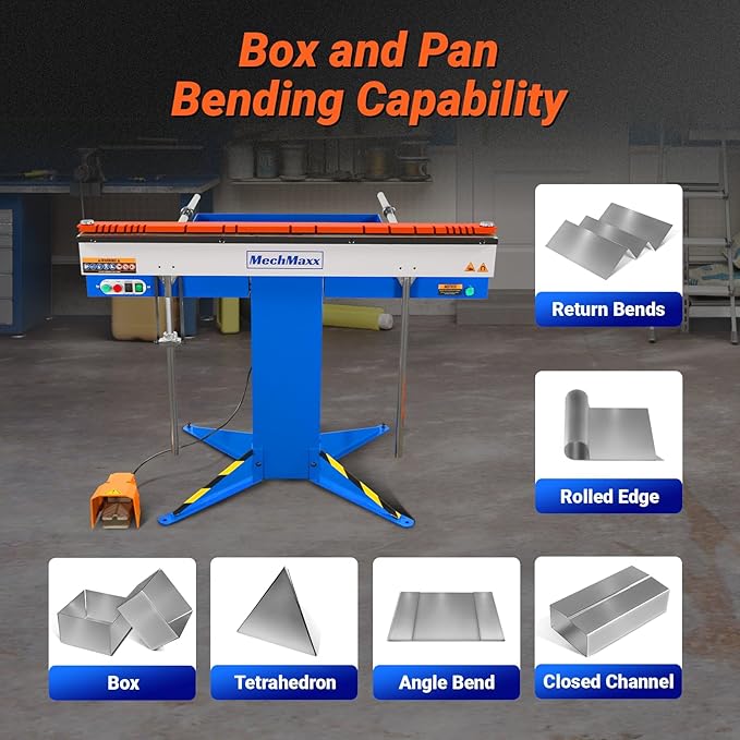 48'' Industrial Magnetic Pan and BOX Heavy Duty Sheet Metal Brake 20 Gauge Capacity Shear Press Brake, Model MSMB1250E