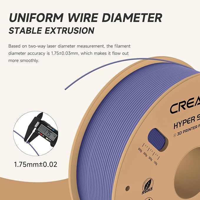 Official Creality Hyper PLA Filament 1.75mm, High Speed PLA 30-600mm/s 3D Printer Filament, Dimensional Accuracy +/-0.02mm, Fit Most FDM 3D Printers, 1KG(2.2lbs) Spool Very Peri