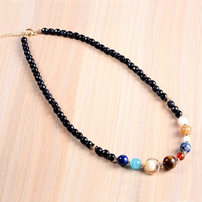 Women Stone Bead Charm Bracelet Universe Galaxy the Eight Planets Nine Planets - Image 3