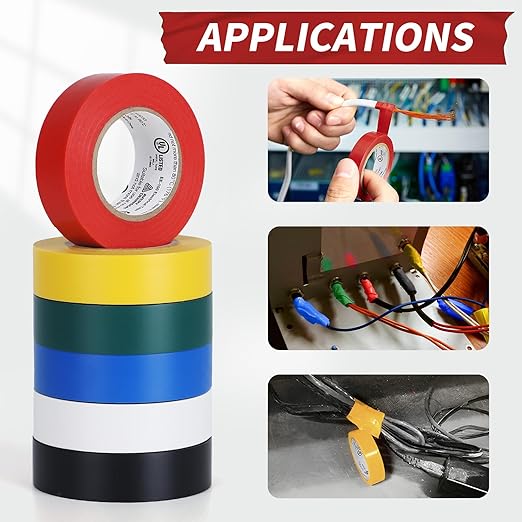 Avery Dennison Electrical Tape, 6 Rolls General Use PVC Electric Tape, UL/CSA Listed 3/4 in x 66 ft Insulating Vinyl Tape for Electrical, Repairs, Automotive and Equipment, EE-100, Multi Colored