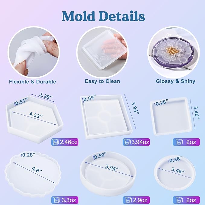 LET'S RESIN 16oz Epoxy Resin Coaster Kit - Image 6