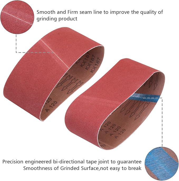 4 x 24 inch Sanding Belts, 120 Grit Aluminum Oxide Belt Sander Sanding Belt, 4x24 Belt Sander Belts for Woodworking, 24 Pack(4x24in, 120 Grit)