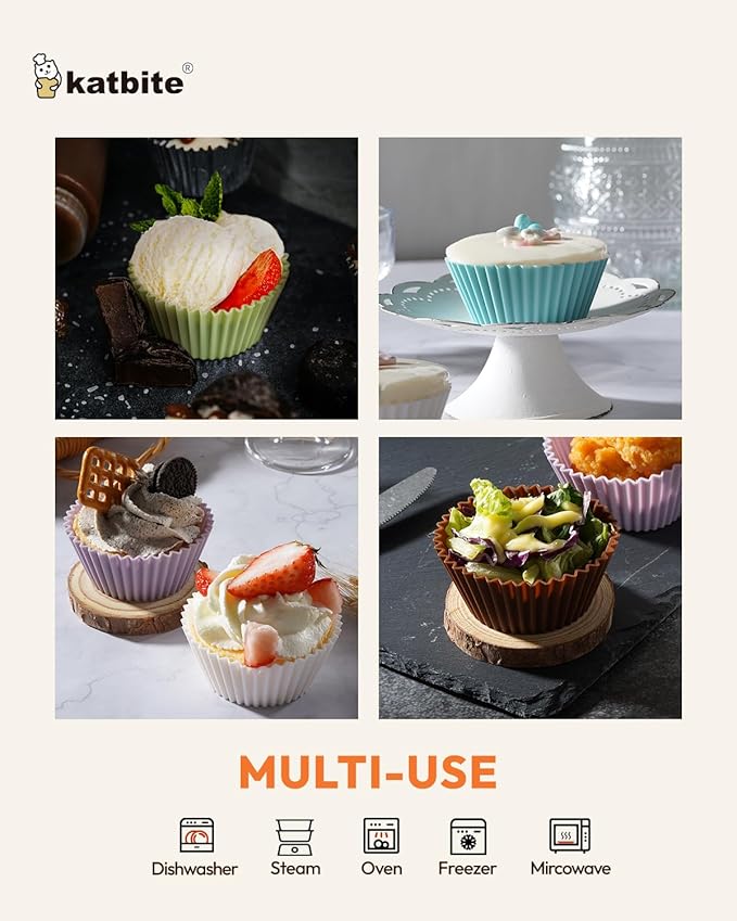 Silicone Cupcake Baking Cups Katbite 24 Pack Silicone Baking Cups Reusable - Image 4