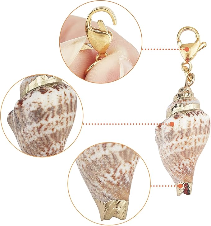 SUNNYCLUE 10Pcs Seashell Charms Oval Ocean Beach Spiral Natural Cowrie Conch - Image 4