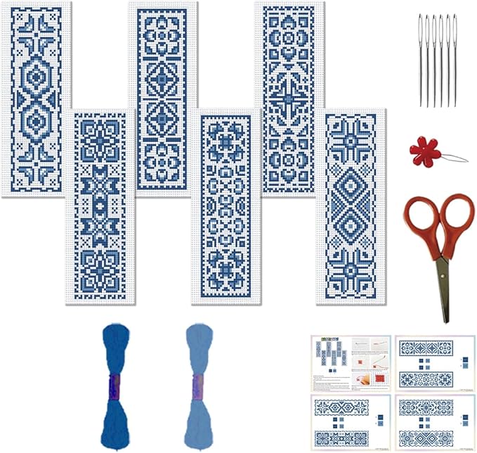 FREEBLOSS 6 Set Bohemian Pattern Cross Stitch Bookmark Kit Stamped Cross Stitch by FreeandCreativeCraftsArt