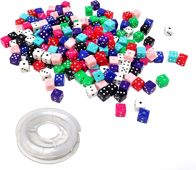 Honbay 200PCS Acrylic Dice Beads Multicolor Cube Loose Beads White Dots DIY by Unknown