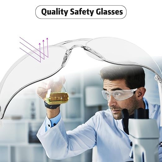 Clear Safety Glasses Bulk of 10 ANSI Z87.1 Protective Eyewear Scratch-Resistant for Work, Lab, Construction