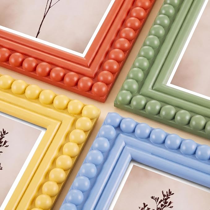 4 Pack 5 x 7 Picture Frame, Wood Beaded Boho Photo Frame, Vintage Photo Display - Image 8