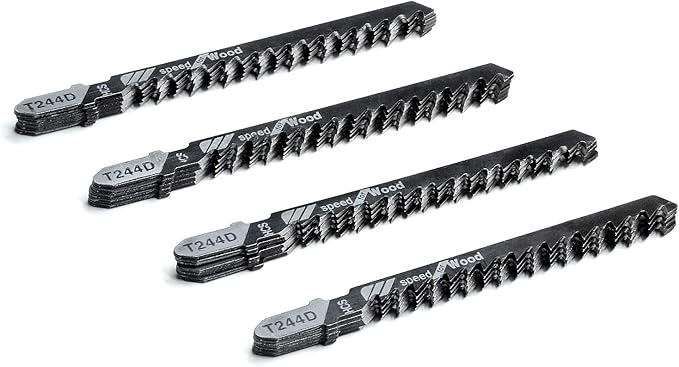 20-Piece T244D 4 Inch 6 TPI Assorted T-Shank Jig Saw Blades Set for Speed Cutting Wood, Scroll Cutting Wood