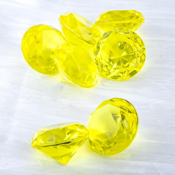 Niceup 26PCS Yellow Fake Diamonds Big Gem Toys, 1.5in Pool Diving Gems Acrylic - Image 5