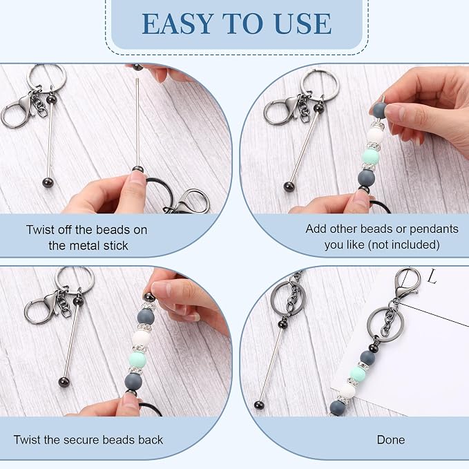 Tondiamo 24 Pcs Beadable Keychain Bars Bulk Beads - Image 3