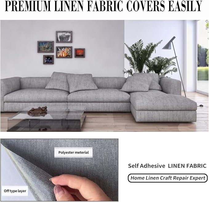 Fabric Repair Patches, 35X79 Inch Linen Repair Tape Self-Adhesive Fabric Patches Durable, DIY Large Linen Tape for Sofa, Couches, Furniture, Chair, Clothing （35X79 Inch, Black）