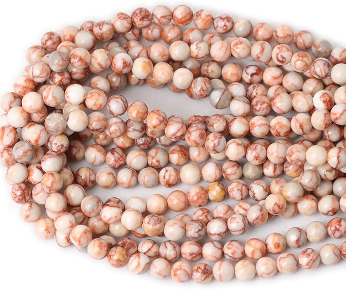 45PCS 8mm Natural Red Network Stone Round Loose Beads - Image 3