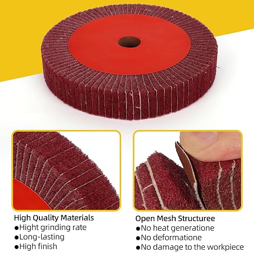 6'' Hard Wool Felt Buffing Wheel Set Nylon Fiber Flap Disc Polish Grinding Wheel Cotton Buffing Wheels for Bench Grinder for Metal, Jewelry, Wood Polishing Rust Removal, with 2 Polishing Compound