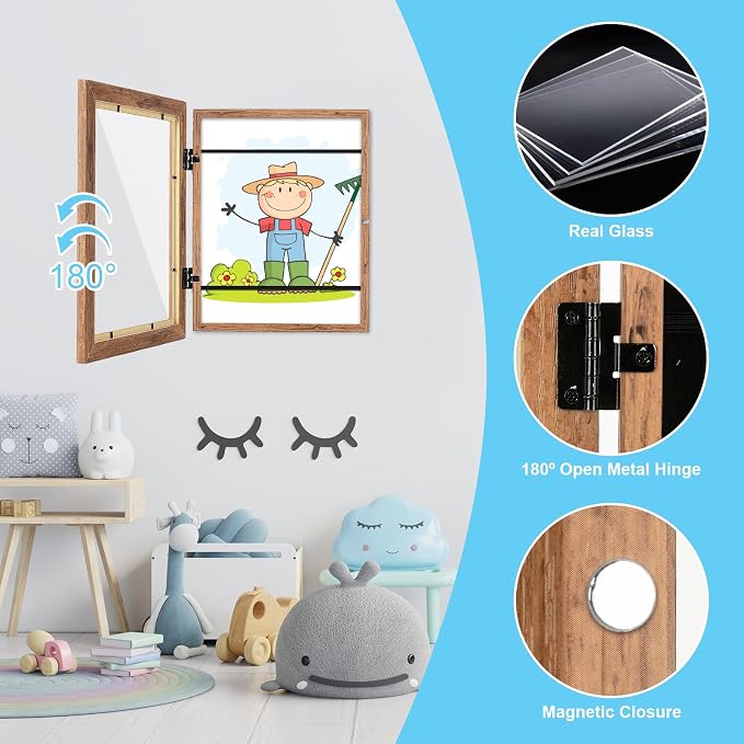 Kids Art Frames, 8.5x11 Front Opening Kids Artwork Frames Changeable, Dark - Image 7
