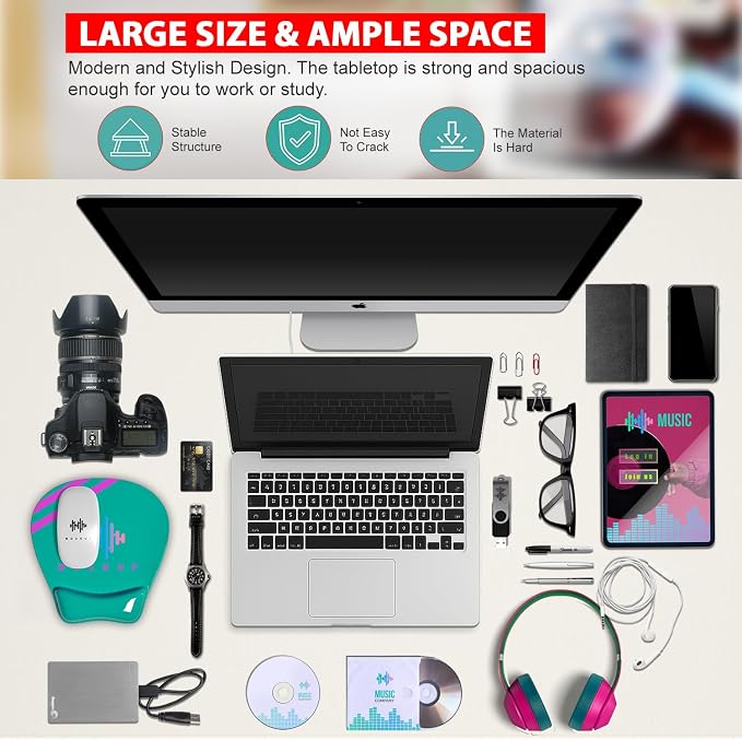PayLessHere | 55 Inch Computer Desk | White | Office Desk - Image 4