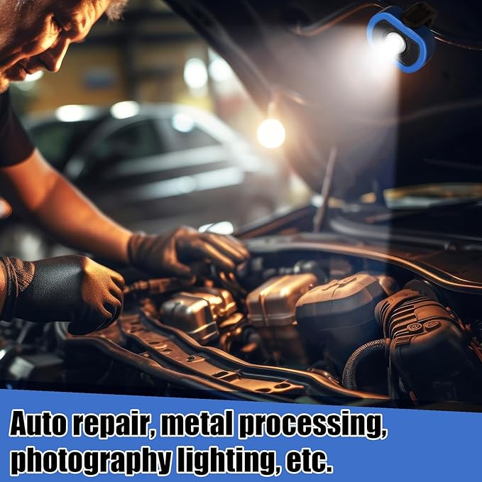 Retisee 2 Pcs 720 Lumens Magnetic Work Light USB Rechargeable LED Flashlight Portable Inspection Light for Car Repair Emergency Lighting Mechanics Workshop (Blue)