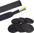 Braided Heat Shrink Tubing Black 2 in 1 Automotive Shrinkable Cloth Wire Loom Hose Cover Management Protector (1/2"-15ft)