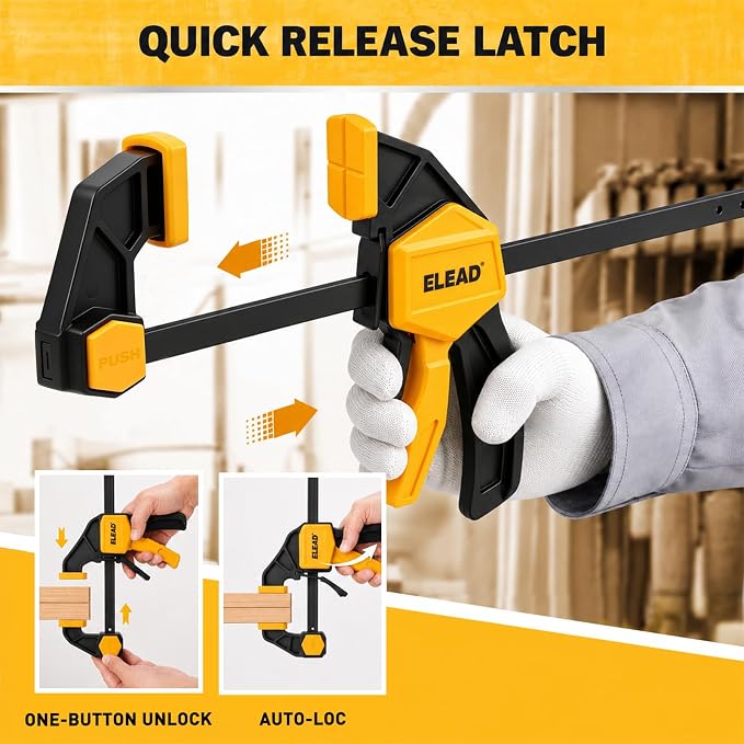 10-Piece Bar Clamps for Woodworking, Spring Clamps, 90° Angle Clamp, Quick - Image 7