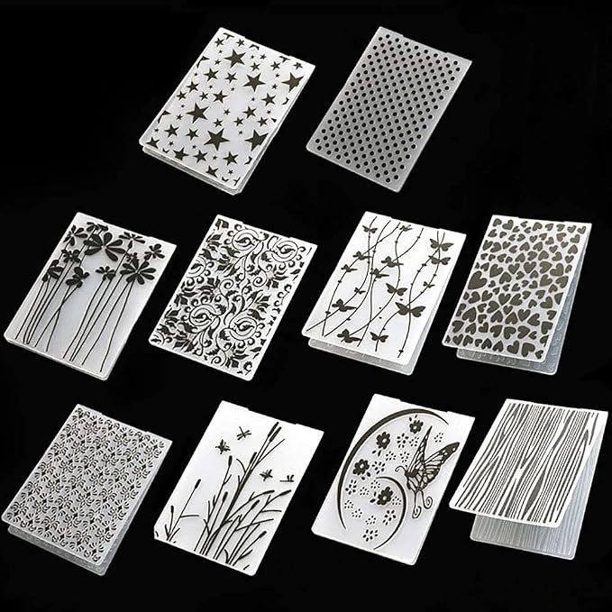 10 Styles Plastic Embossing Folder DIY Craft Template Molds Stamp Stencils by QSZKeer
