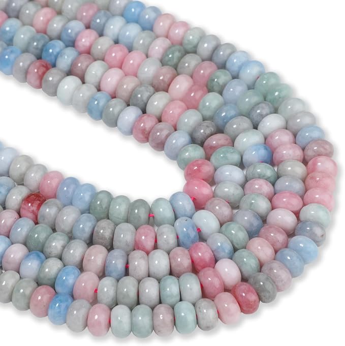 Songxi 5x8mm Natural A+ Morganite Rondelle Beads, Gemstone - Image 9