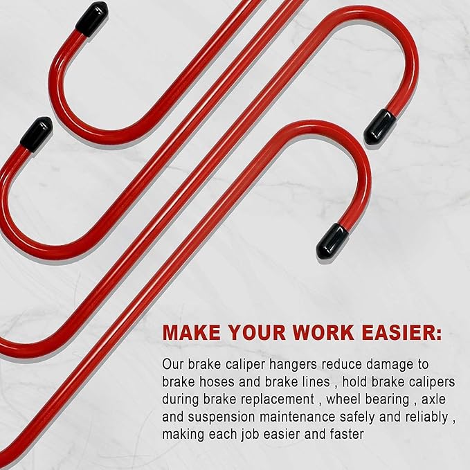 Brake Caliper Hanger,Caliper Hangers Hooks with Rubber Tips, Durable Steel, Rust-Proof Automotive Brake Tools for Braking, Axle, Suspension(2pcs)