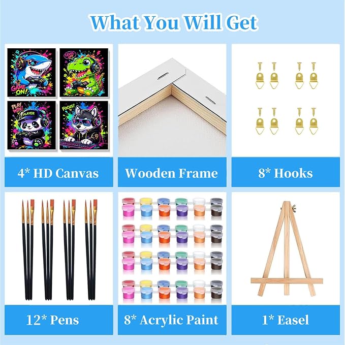 4 Pack Paint by Numbers Kit for Kids - Image 6