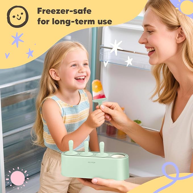 Popsicle Mold Set 4 Pieces Homemade Silicone Popsicle Maker Easy Release Ice - Image 6