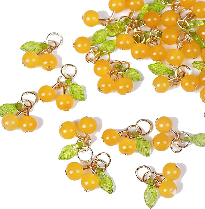 30 Pcs Red Cherry Charms Mini Cute Glass Fruit Beads Charm Acrylic Beaded Charms by SOFISO