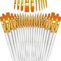 Paint Brushes Set, 5 Pack 50 Pcs Round-Pointed Tip Paintbrushes Nylon Hair by LIDCOM