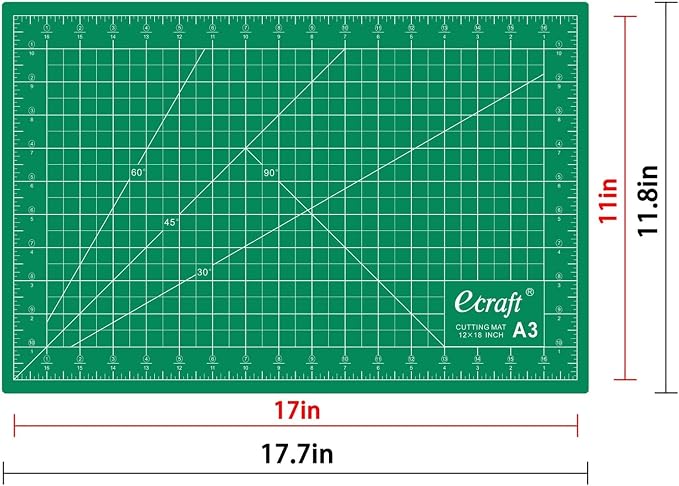 Ecraft Self-Healing Cutting Mat 12x18 Inch, Double-Sided 5-Ply Gridded Rotary - Image 2