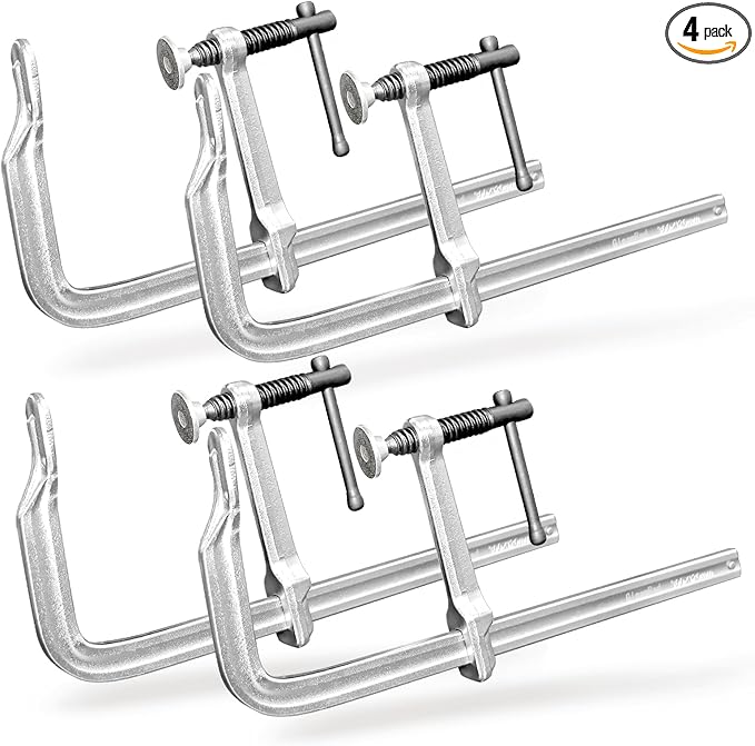 4-Pack 12-Inch Heavy-Duty F-Clamps for Welding, Woodworking & Metalworking – 1320 lbs Load Capacity, 4-3/4 Inch Throat Depth, All-Steel Construction