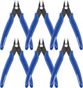Keadic 6Pcs 5" Wire Cutters with Internal Spring and Soft Rubber Handle, Mini Flush Cutters, Micro Cutting Pliers Wire Nippers, Small Side Cutters for Hobby Modeling Jewelry Electronic Crafts (Blue)