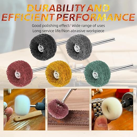 120Grit 100Pcs Upgrades Abrasive Buffing Wheels,Wheels Burr for Rotary Tools-1/8(3mm) Shank,Rust Removal