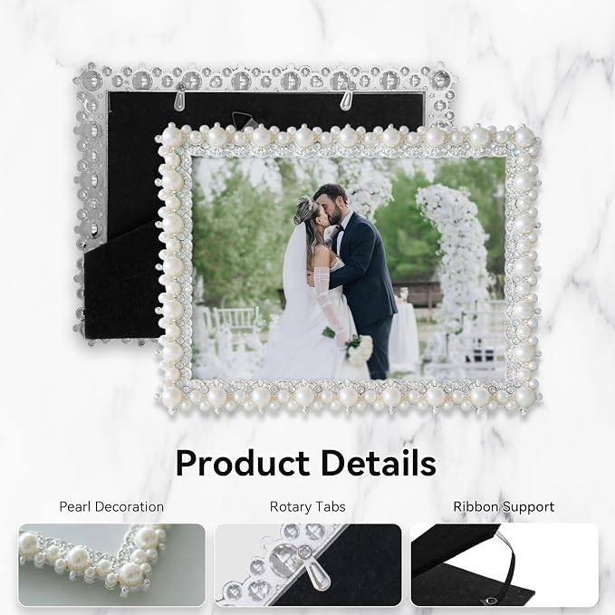 DIKAR 6x8 Wedding Picture Frame, Pearl Photo Frame - Image 5