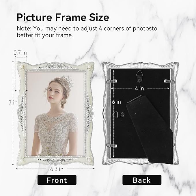 DIKAR 4x6 Vintage Picture Frames, Retro Silver Baroque Photo Frame - Image 3