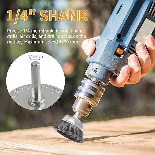 7 Pack Twist Knot Wire Wheel Brush Crimped Cup Wire Wheels Brush Set for Drill with 1/4-Inch Shank for Rust Removal, Corrosion and Paint