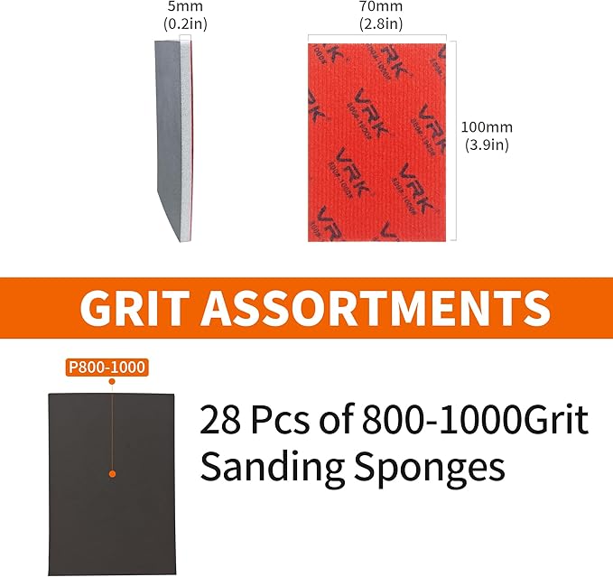 28 Pcs 800-1000 Grit Sanding Sponge,Ultra Fine Sandpaper,Soft Foam Hand Sander Block Wet Dry Sanding Pads for Automobile Wood Furniture Metal Drywall Polishing