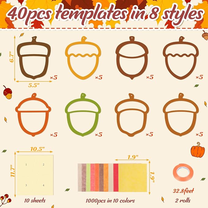 Renbuzhu 40-Pack Fall Acorn Paper Suncatchers Crafts Kit - Image 4