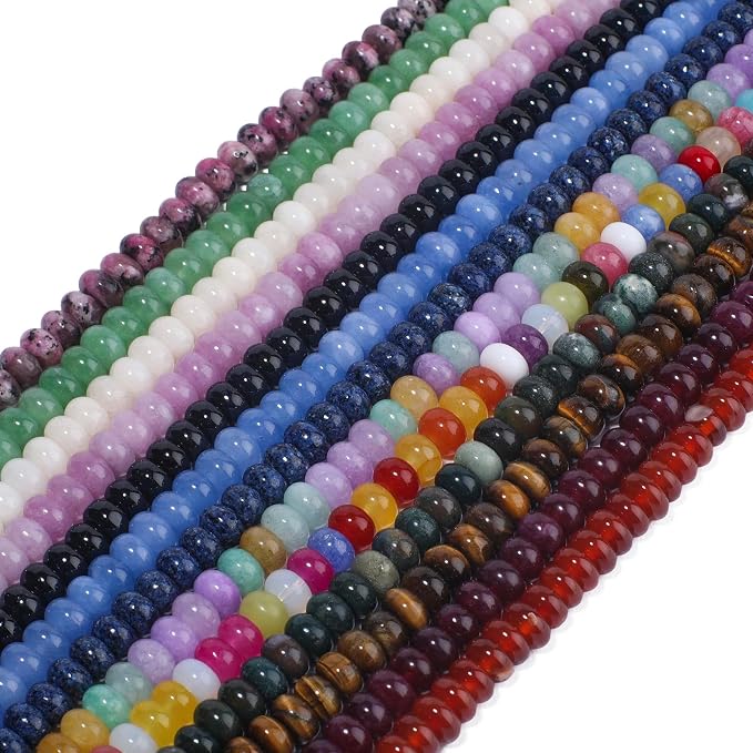 Songxi 5x8mm Natural Blue Sesame Jasper Stone Rondelle Beads, Gemstone - Image 4