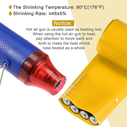 MECCANIXITY Battery Wrap PVC Heat Shrink Tubing 55mm Dia 85mm Flat 33 Feet(10meters) Yellow Good Insulation for Battery Pack