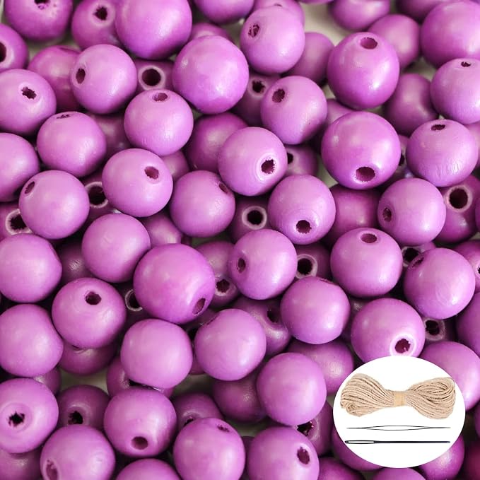 400Pcs Purple Wooden Beads - 12mm by SMANTA